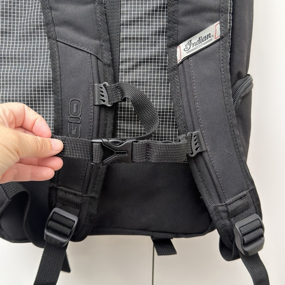 Indian Scout Motorcycle Ogio Backpack Black Gray Red Water Repel 18"x12" - Picture 8 of 16